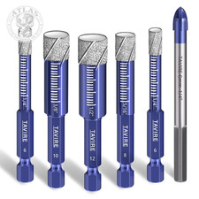 6-Piece Dry Diamond Drill Bit Set for Porcelain, Tile, Ceramic, Pot, Glass, Gran