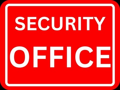 SECURITY OFFICE - 9'' X 12'' NEW IN PACKAGE ALUMINUM SIGN store- retail, business