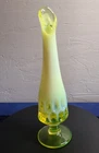 Fenton Vaseline Topaz Opalescent Uranium Glass Thumbprint Swung Vase