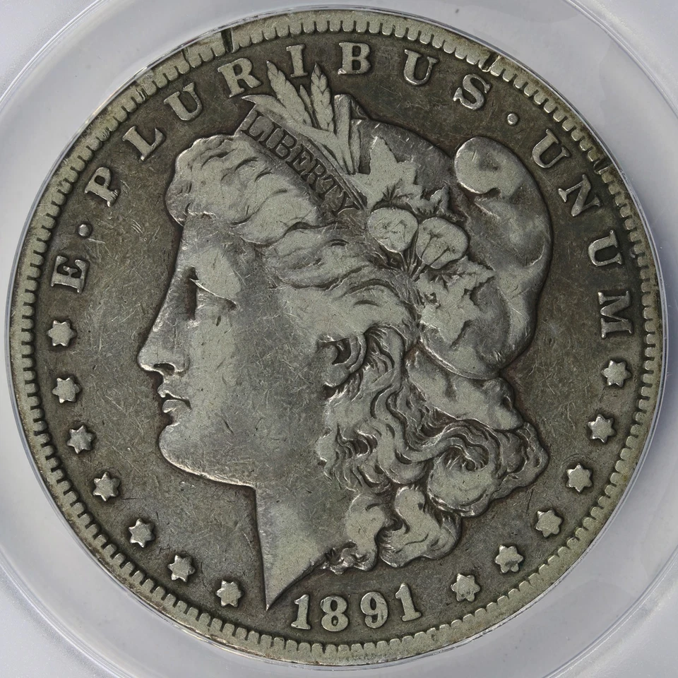 1891-CC Morgan Silver Dollar $1 ANACS F12 Details Rim Cuts - Image 3 of 4