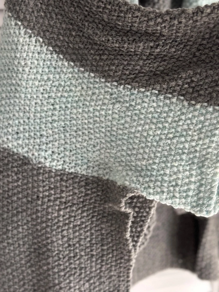 Mantón a rayas de lana hecho a mano para mujer talla única Foto 3 de 4