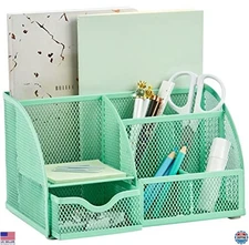 Annova Green23 Multifunctional Mesh Desk Organizer - 7 Compartments & Drawer
