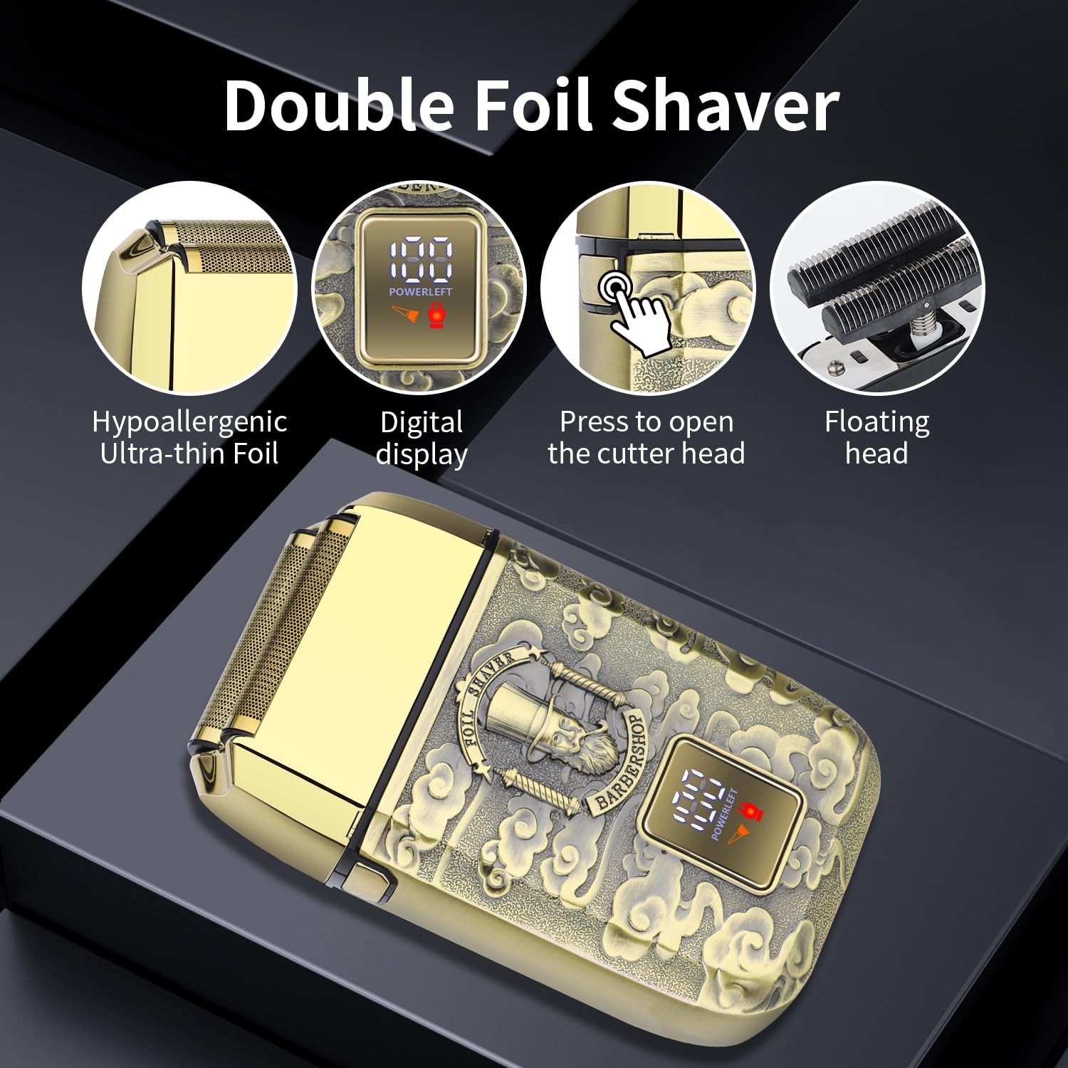 HIENA PRO Professional Foil Shaver for Men, Reciprocating Electric Beard Gm 