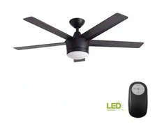 Home Decorators Merwry 52 in. Matte Black Ceiling Fan w/ LED & Remote *Read Note