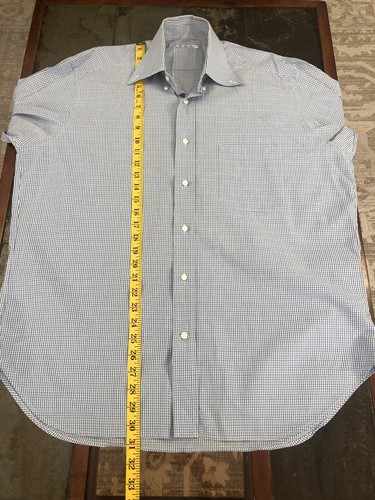 Camisa Loro Piana Para Hombre Talla 16.5 Azul Verde Cuadros Italia Abotonada Manga Larga - Imagen 16 de 16