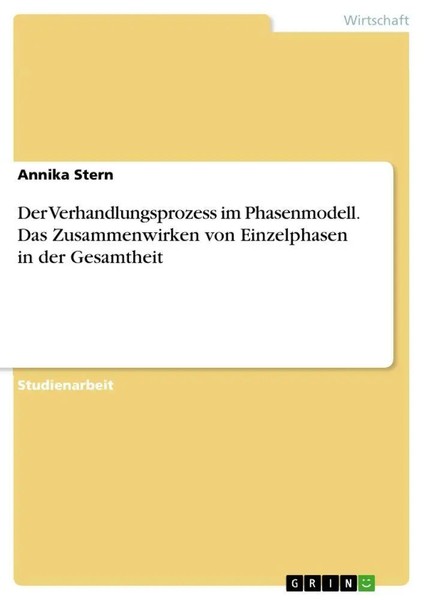 Annika Stern | Der Verhandlungsprozess Im Phasenmodell. Das Zusammenwirken...-image