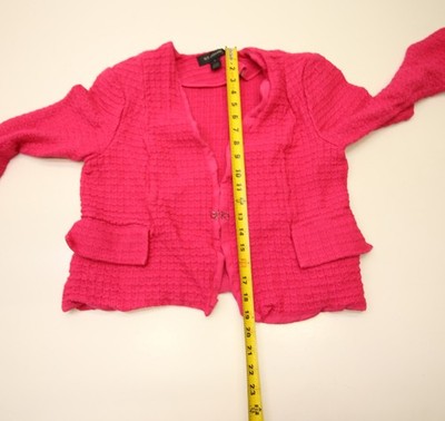 St. John Hot Pink Santana Knit Jacket Blazer sz 14 READ Clasp Flaw