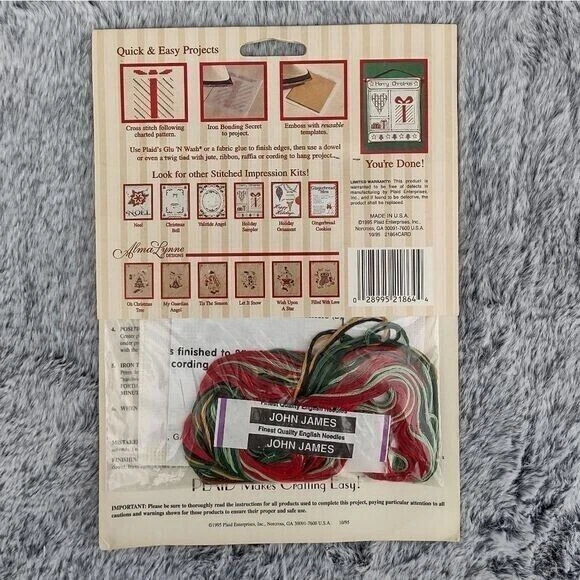 Plaid Stitched Impressions Counted Cross Stitch 8x10" Noel Banner 1995 Christmas - Image 3 of 3