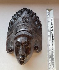 Kunst Bali Schnitzkunst Holzfigur: Kopf Gesicht T&auml;nzerin? dunkel-braun, f&uuml;r Wand