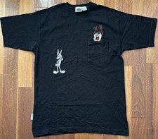 Vintage 1995 Warner Bros Classic Looney Tunes Pocket Shirt Taz Bugs Bunny MEDIUM