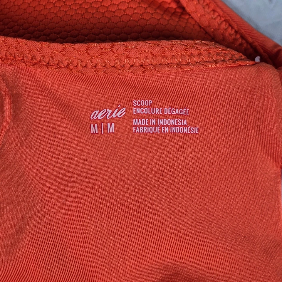 Aerie Textured Orange Scoop Neck Bikini Top M NWT - Image 4 of 4