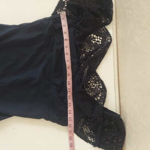 Mossimo schwarzer Badeanzug mit Ösen Rüschen NEU Gr. Large - Bild 6 von 9