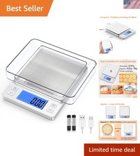 High Precision 0.01g Digital Scale - USB Rechargeable 1kg Capacity with Large...