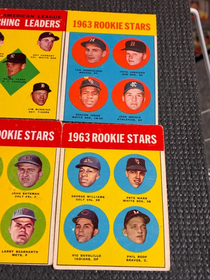 Lote 1963 Topps 6 Cartas Danificadas - Estrelas Novatas e A.L. Líderes - veja descrição - Imagem 4 de 4