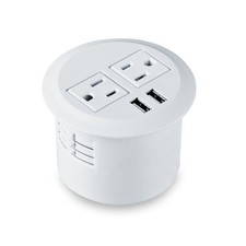 Desktop Power Grommet Power Outlet Socket Desk Data Center 2 Outlet with 2 US...