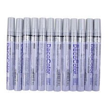 12 Pc Set Silver Decocolor Paint Marker Pens Broad Line Point Glossy Opaque on