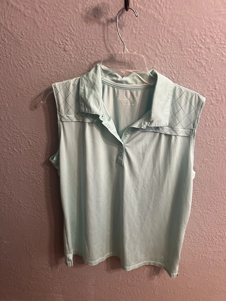 Mujer Dama Hagen Teal Polo Sin Mangas Talla XL Foto 2 de 4