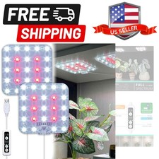 Full Spectrum LED Grow Light for Indoor Plants, 2 Panels 10W with 6/12/16h Ti...