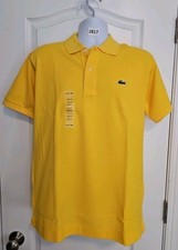 NWT Lacoste Men's Short Sleeve Mini Pique Classic Fit Croc Polo Shirt M Yellow