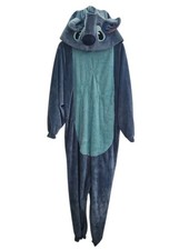 Disney Stitch Adult Costume Medium Plush Jumpsuit 3D Hood Cosplay Halloween Blue