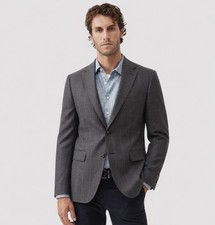 Canali Wool  Silk Blend Glen Check Pane Sport Coat / Blazer 52 US 42R - Blue
