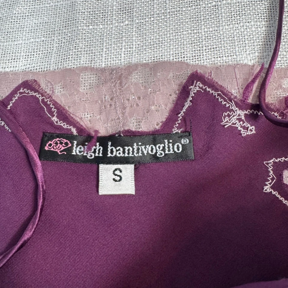 Vestido sin Mangas Leigh Bantivoglio S 100% Seda Ciruela Púrpura Encaje Borde Correa Hada Oscura Foto 3 de 4