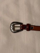 Vintage Tony Lama Western Concho Belt Brown Leather Silver Tone Size 28