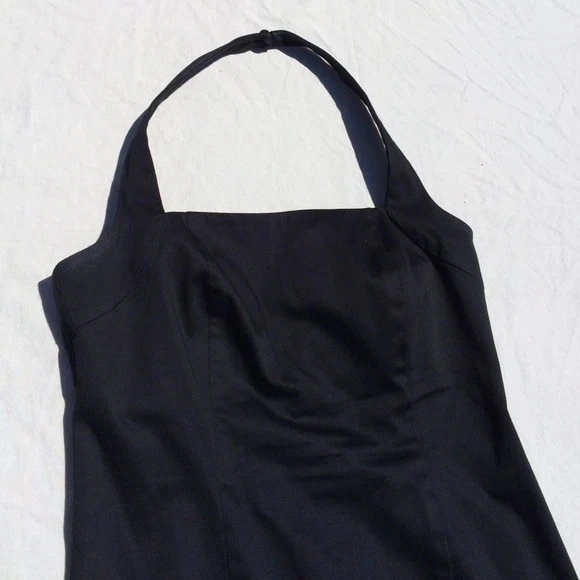 挂脖连衣裙女式方领拉链棉混纺斜纹美国生活修身 — 第 4/4 张图片