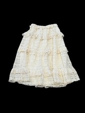 Zara Girl's 9-10 Skirt Pull On Crochet Lace Ruffle Tiered Beige 8741/610