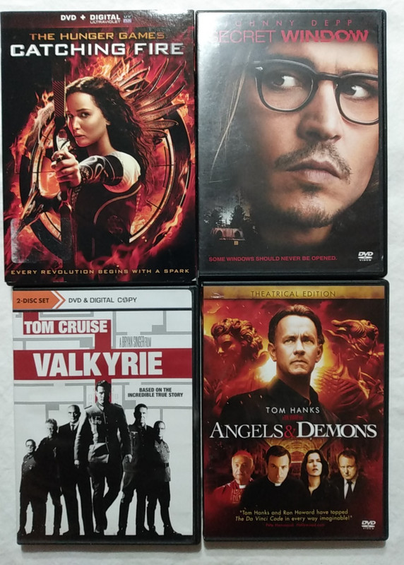4 DVD Action Suspense Hunger Catching Fire Secret Window Valkyrie Angels Demons