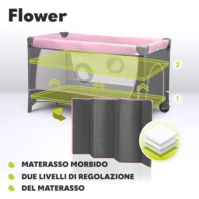 lionelo FLOWER Lettino da campeggio neonato Dalla nascita fino a 36 mesi, Pieghe foto 5