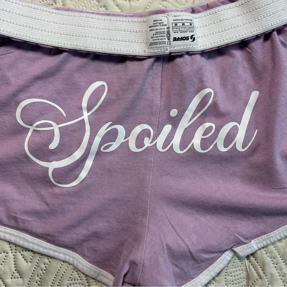 Mini Pantalones Cortos Micro Mimados Tiro Bajo M Púrpura Rayas Caliente Pantalones Y2K Botín Atlético Foto 3 de 4