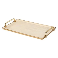 16.1" x 8.7" Modern Rectangular Decorative Tray Jewelry Platter, Amber