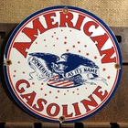 VINTAGE AMERICAN GASOLINE PORCELAIN SIGN SERVICE STATION BALD EAGLE OIL GAS