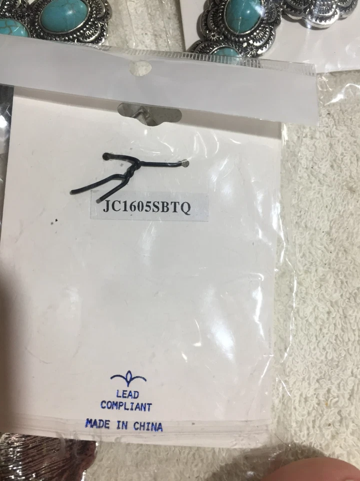 Lot Of 5 Faux Turquoise Cross Pendants Silver-Color Western Accent - Image 3 of 3