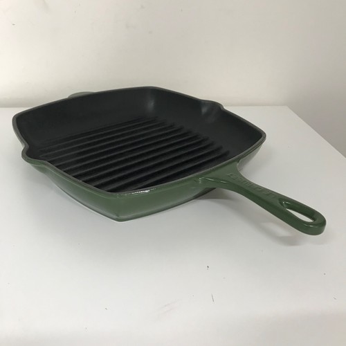 Le Creuset Square Griddle Pan 26cm Green Cast Iron Skillet Frying Grill - Picture 8 of 13
