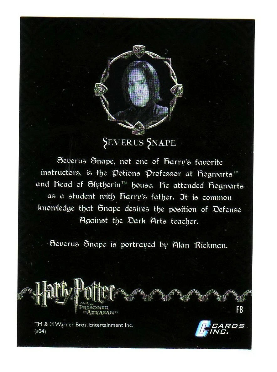 HARRY POTTER AND THE PRISONER OF AZKABAN FOIL INSERT CARD F8 SEVERUS SNAPE  | eBay