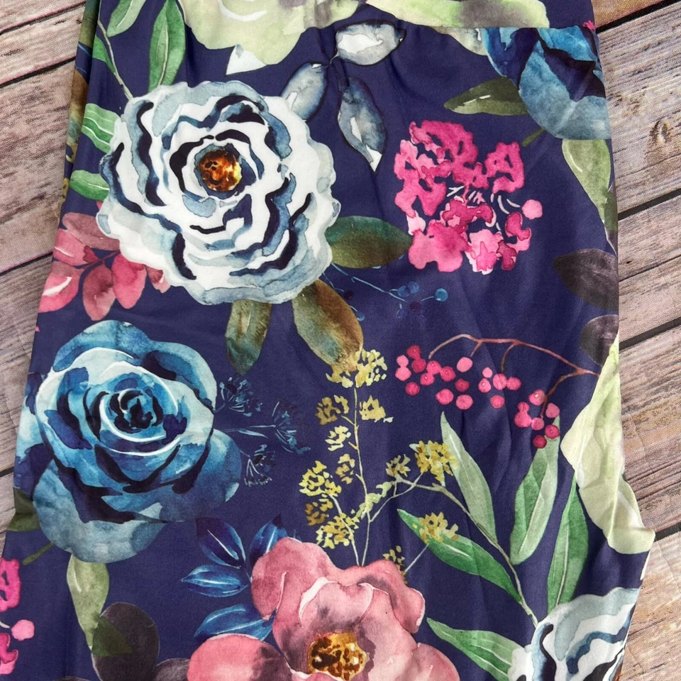 Leggings CAPRI Rosa Verde Azul Floral Hojas Para Mujer Talla Grande TC 10-18 Foto 2 de 4