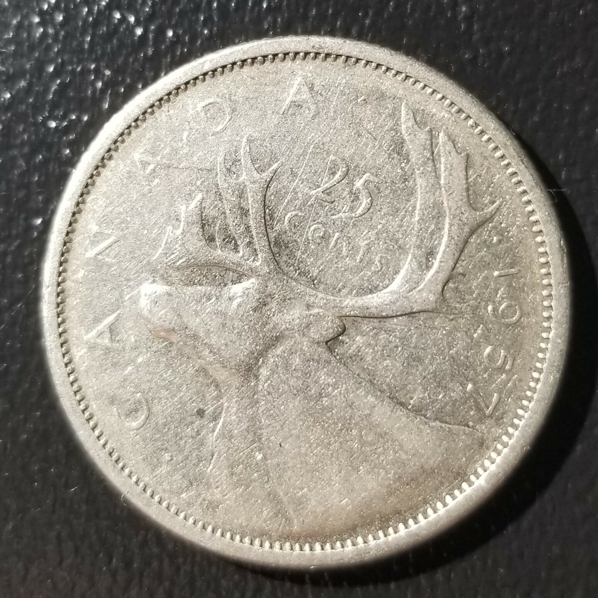 1957 CANADA United Kingdom Queen Elizabeth II Silver 25 Cent