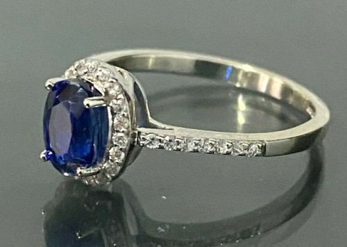 9K White Gold W/ Kyanite & White Zircon Engagement Ring Size N - 6 1/2 - Picture 4 of 9