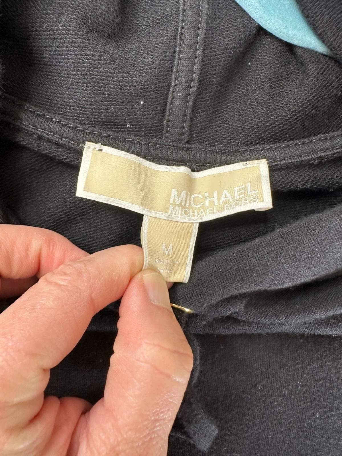 Felpa donna Michael Kors nera con cappuccio media manica lunga pullover cotone con cappuccio