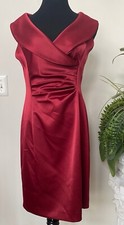 Eliza J New York Maroon Red Satin Ruched Sleeveless Dress Size 10P EUC! $138