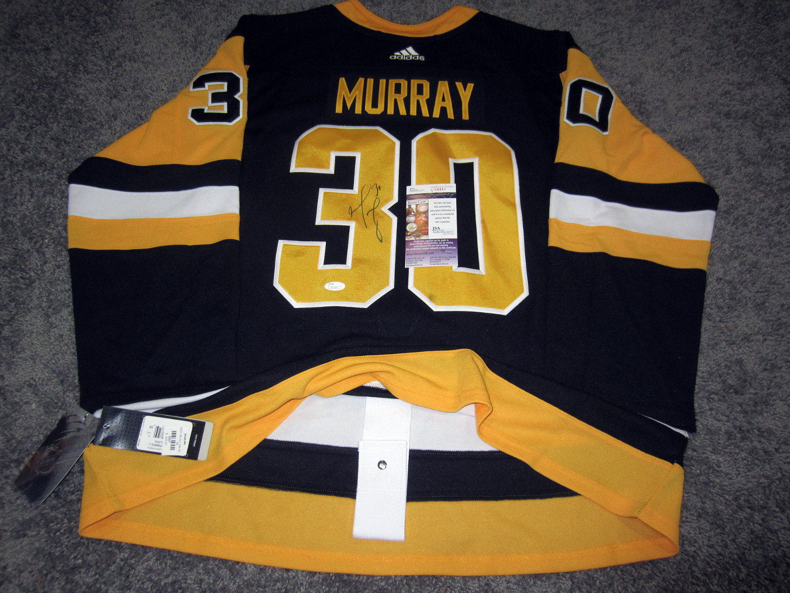 MATT MURRAY Pittsburgh Penguins SIGNED Adidas Pro 54 JERSEY w/ JSA COA New 