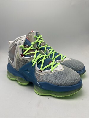 blue and lime green lebrons