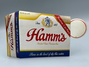 Vintage HAMM's BEER 12 Pack Die Cut STORE Price Sign ADVERTISING Sticker DECAL