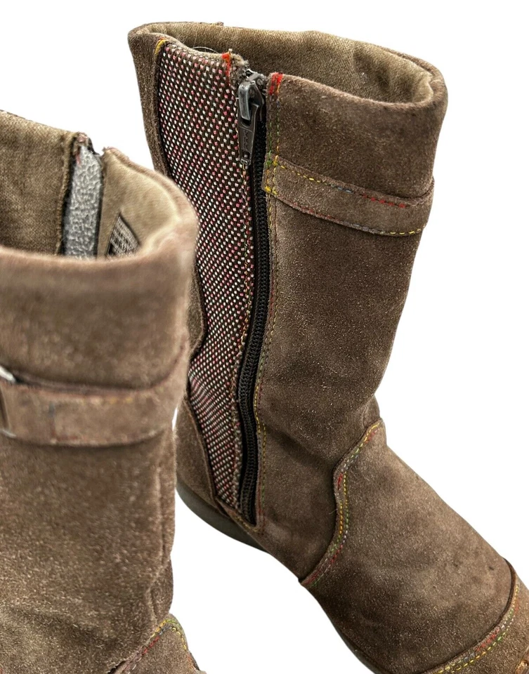 Keen Kids 尺码 13 Punky 棕色皮革麂皮绒拉链 9 英寸高靴 1011781 — 第 3/4 张图片