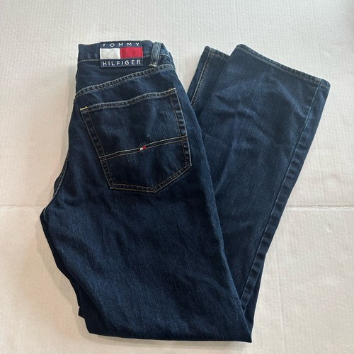Vintage Tommy Hilfiger y2k Jeans Herren Schwarz Denim Baggy Wide Leg Carpenter 29x32 - Bild 9 von 11