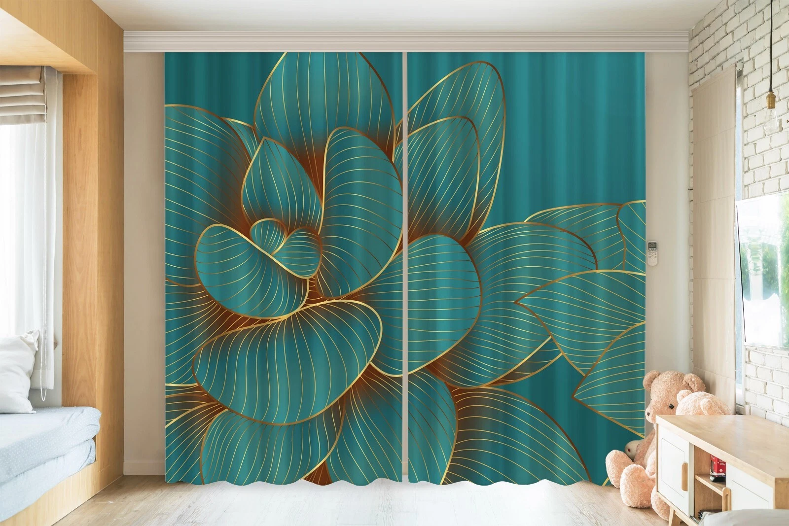 3D Blue Flower Texture C6326 Photo Curtain Window Blockout Fabric Amy 2024