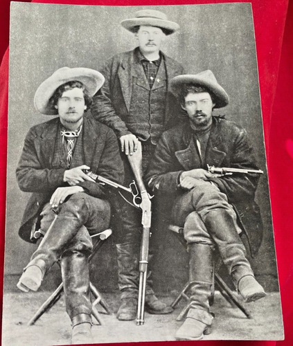 Souvenir Real Photo Three Cowboy Outlaw's card - Picture 4 of 5