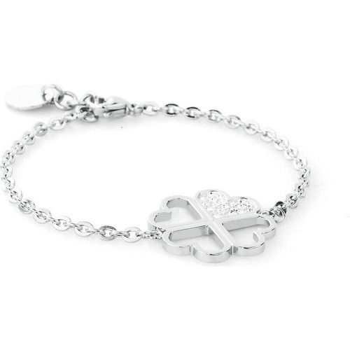 Bracciale donna pendente quadrifoglio portafortuna braccialetto in acciaio inox